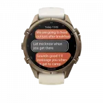 Смарт-годинник Garmin Fenix 9 Pro - inReach, 43мм Autumn Gold Titanium з Cream/French Grey бежевим/сірим силіконовим ремінцем