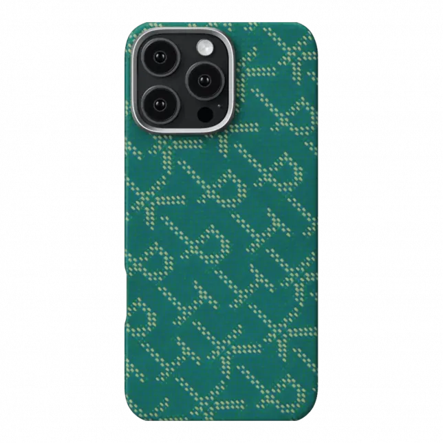 Чохол Pitaka Tactile Woven Monogram Green/Gold для iPhone 16 Pro Max