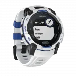Смарт-годинник Garmin Instinct 3 45 мм, Solar Whitestone білий з Whitestone/Bolt Blue білим/синім силіконовим ремінцем