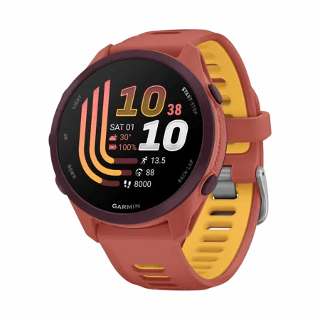 Смарт-годинник Garmin Forerunner 170 Music Red Pink червоний з Red Pink/Mango Band червоним/жовтим силіконовим ремінцем