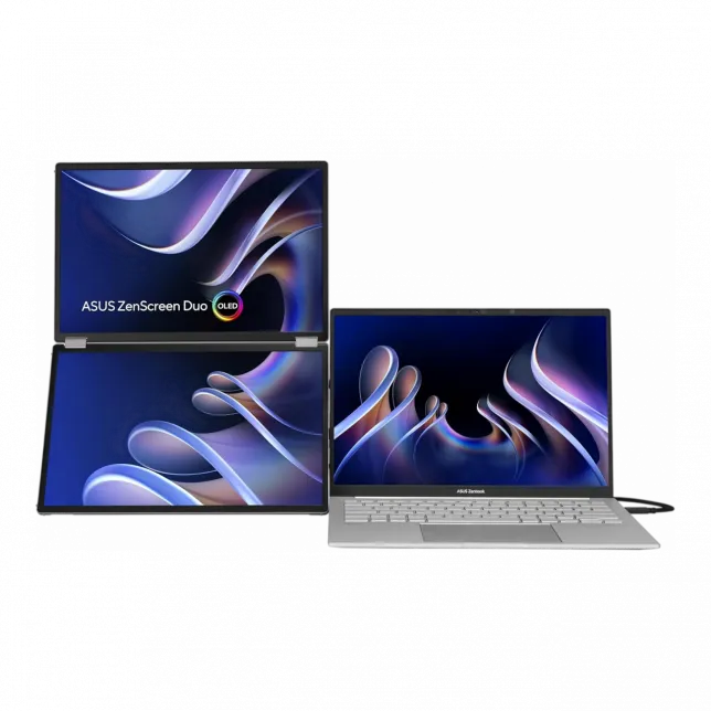 Монітор портативний Asus 2x14" ZenScreen DUO MQ149CD mHDMI, 2xUSB-C, OLED, 1920x1200, 16:10, DCI-P3 100%, HDR400, Cover