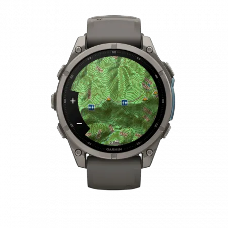 Смарт-годинник Garmin Fenix 9 47мм, Titanium з Pebble Gray темно-сірим силіконовим ремінцем