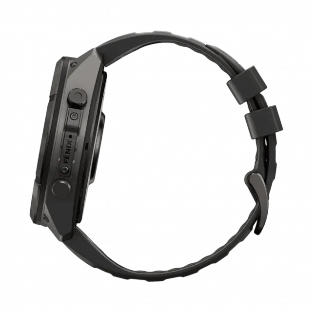 Смарт-годинник Garmin Fenix 9 Pro 51мм, Carbon Gray DLC Titanium з Black/Pebble Grey чорним/темно-сірим силіконовим ремінцем