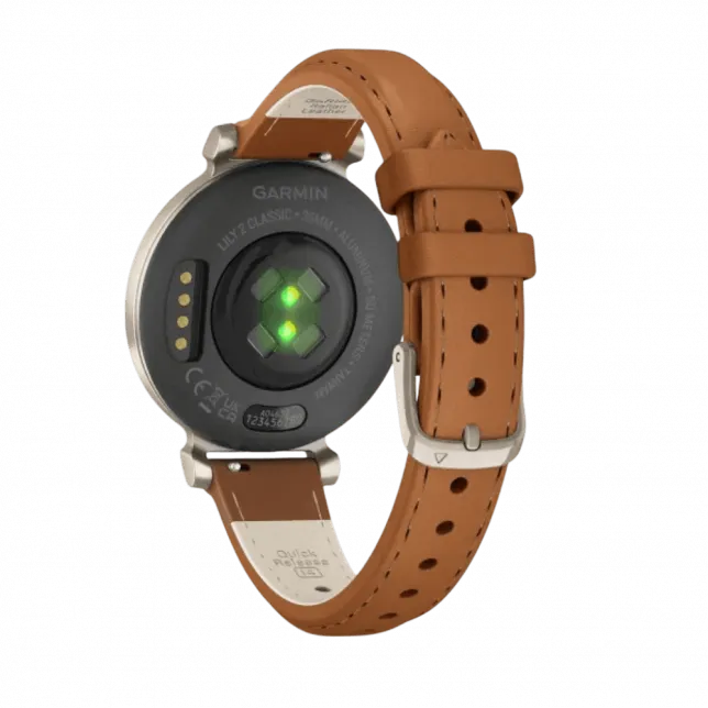 Смарт-годинник Garmin Lily 2 Classic Cream Gold з Tan коричневим шкіряним ремінцем