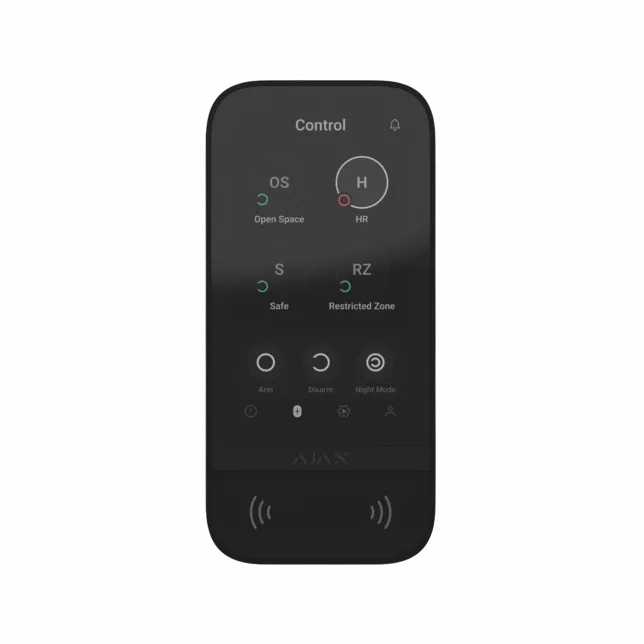 Клавіатура з сенсорним дисплеєм Ajax KeyPad TouchScreen, jeweller, бездротовий, чорний