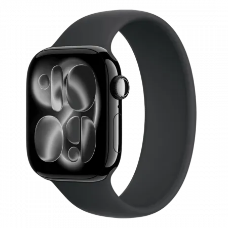 Apple Watch Series 11 GPS, 42mm Jet Black Aluminium Case with Black Solo Loop Size 8