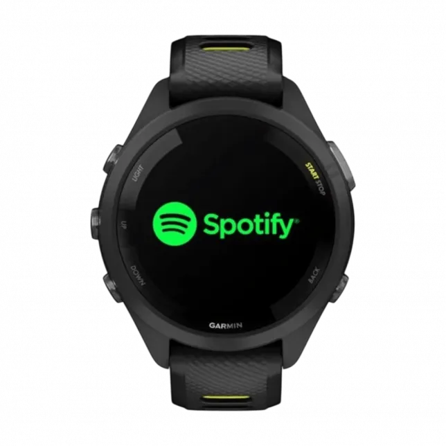 Смарт-годинник Garmin Forerunner 265S з чорним корпусом та Black/Amp Yellow чорним силіконовим ремінцем