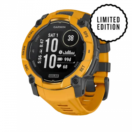 Смарт-годинник Garmin Instinct 3 50 мм, Solar Sunburst помаранчевий з Sunburst/Grey помаранчевим/сірим силіконовим ремінцем