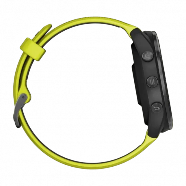 Смарт-годинник Garmin Forerunner 965 Carbon Grey DLC Titanium Bezel з чорним корпусом та Amp Yellow/Black силіконовим ремінцем