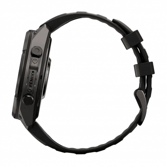 Смарт-годинник Garmin Fenix 9 Pro 47мм, Carbon Gray DLC Titanium з Black/Pebble Grey чорним/темно-сірим силіконовим ремінцем