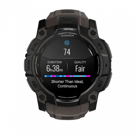 Смарт-годинник Garmin Instinct 3 50 мм, AMOLED Black чорний з Charcoal коричневим силіконовим ремінцем