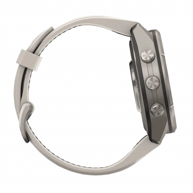 Смарт-годинник Garmin Fenix 9 Pro - inReach, 43мм Titanium з Fog Grey/Dark Sandstone сірим/темно сірим силіконовим ремінцем