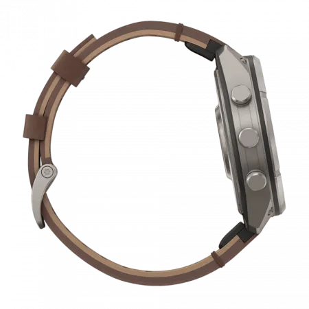 Смарт-годинник Garmin Fenix 9 Pro - inReach, 47мм Titanium з Walnut коричневим шкіряним ремінцем