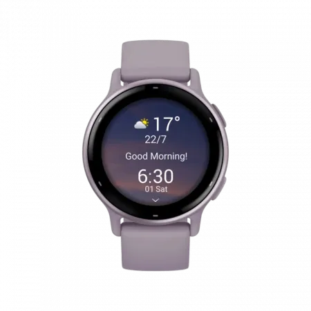 Смарт-годинник Garmin Vivoactive 5 Metallic Orchid Aluminum Bezel з бузковим корпусом Orchid та силіконовим ремінцем