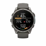Смарт-годинник Garmin Fenix 9 47мм, Titanium з Pebble Gray темно-сірим силіконовим ремінцем