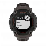 Смарт-годинник Garmin Instinct E 45 мм Black чорний з Charcoal коричневим силіконовим ремінцем