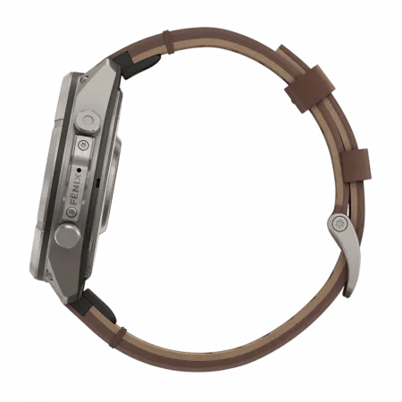 Смарт-годинник Garmin Fenix 9 Pro - inReach, 47мм Titanium з Walnut коричневим шкіряним ремінцем