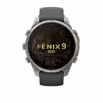 Смарт-годинник Garmin Fenix 9 Pro 47мм, Titanium з Graphite/Black темно-сірим/чорним силіконовим ремінцем