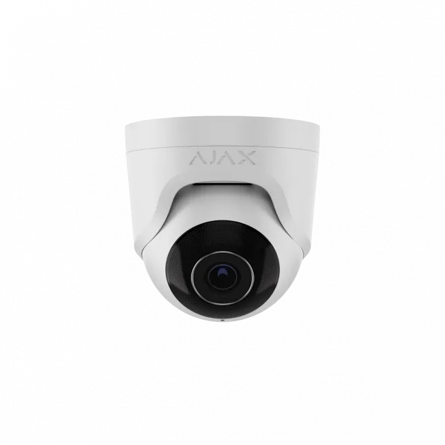 IP-Камера дротова Ajax TurretCam, 5мп, 2.8мм, Poe, True WDR, IP 65, ІЧ 35м, аудіо, кут огляду 100° до 110°, купольна, біла
