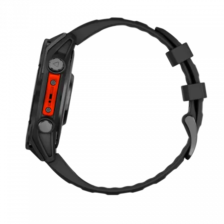 Смарт-годинник Garmin Fenix 8 47мм, AMOLED Slate Gray з Black чорним силіконовим ремінцем