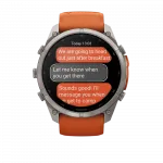 Смарт-годинник Garmin Fenix 9 Pro - inReach, 51мм Titanium з Autumn Orange/Spark Orange помаранчевим силіконовим ремінцем