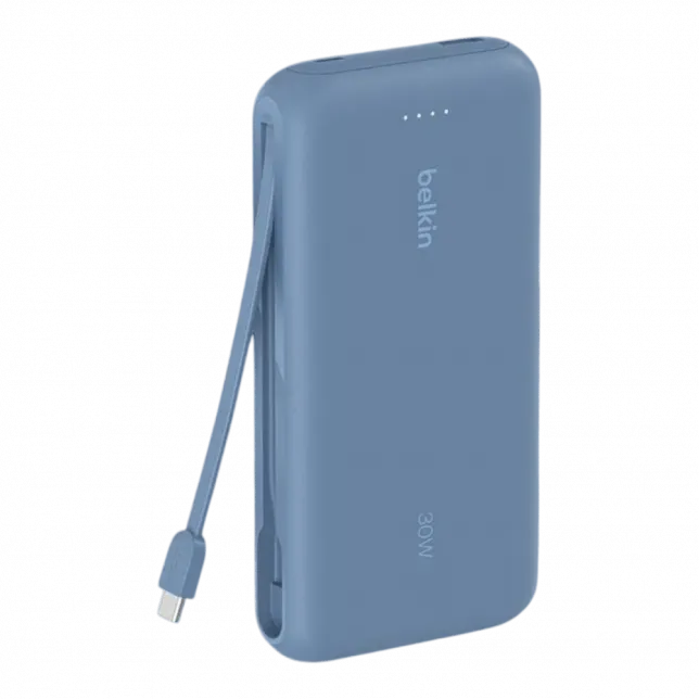 Повербанк Belkin 20000mAh 30W 2xUSB-C/1xUSB-A з інтегрованим кабелем USB-C Blue