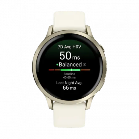 Смарт-годинник Garmin Venu 4 41 мм Lunar Gold з Bone світло-бежевим силіконовим ремінцем