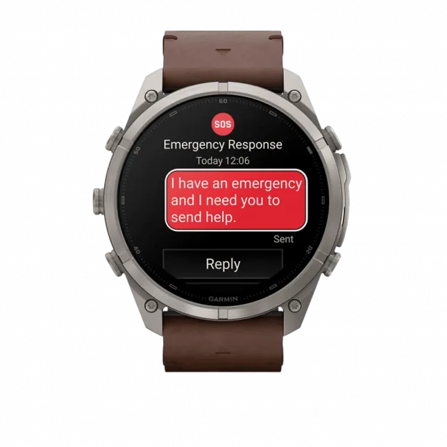 Смарт-годинник Garmin Fenix 9 Pro - inReach, 51мм Titanium з Walnut коричневим шкіряним ремінцем
