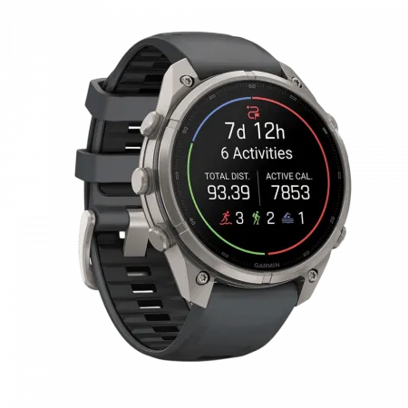 Смарт-годинник Garmin Fenix 9 Pro - inReach, 47мм Titanium з Graphite/Black темно-сірим/чорним силіконовим ремінцем