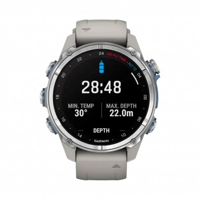 Смарт-годинник Garmin Descent Mk3 43 мм Stainless Steel з Fog Grey сірим силіконовим ремінцем