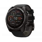 Смарт-годинник Garmin Fenix 8 51мм, Solar Sapphire, Carbon Gray DLC Titanium з Black/Pebble Gray чорним силіконовим ремінцем