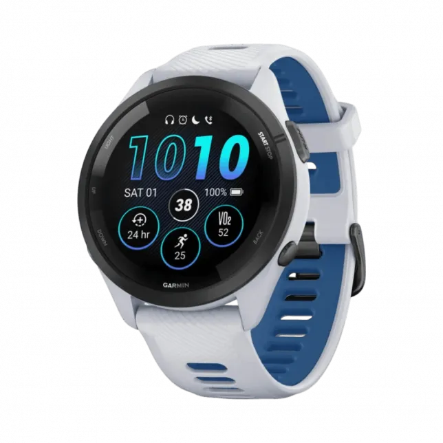 Смарт-годинник Garmin Forerunner 265 з Whitestone корпусом та Whitestone/Tidal Blue білим силіконовим ремінцем