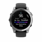 Смарт-годинник Garmin Fenix E 47мм, AMOLED Stainless Steel з чорним силіконовим ремінцем