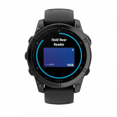 Смарт-годинник Garmin Fenix E 47мм, AMOLED Slate Gray Steel з чорним силіконовим ремінцем