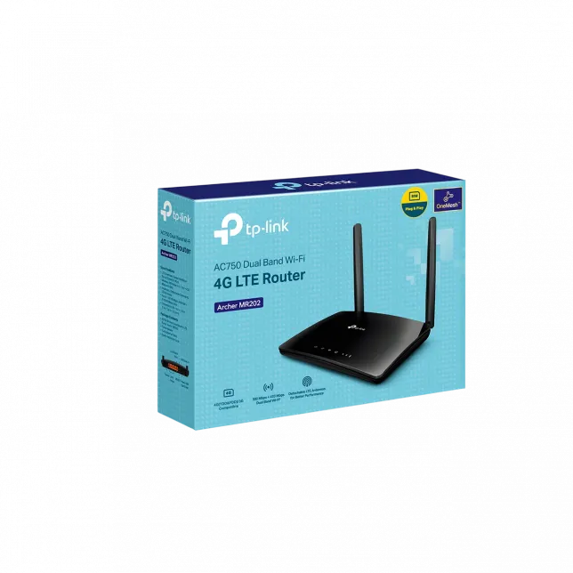 Маршрутизатор TP-LINK Archer MR202 AC750, 4G/LTE, 3xFE LAN, 1xFE LAN/WAN, MESH