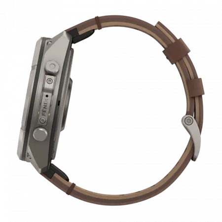 Смарт-годинник Garmin Fenix 9 Pro - inReach, 51мм Titanium з Walnut коричневим шкіряним ремінцем