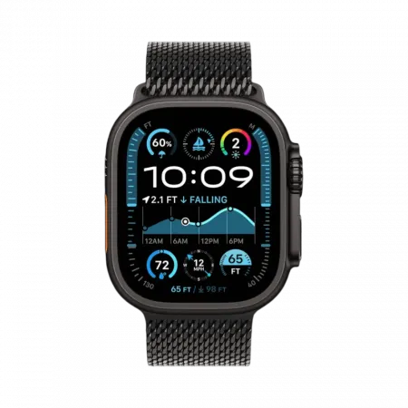 Apple Watch Ultra 2 49mm GPS + LTE Black Titanium Case with Black Titanium Milanese Loop Medium