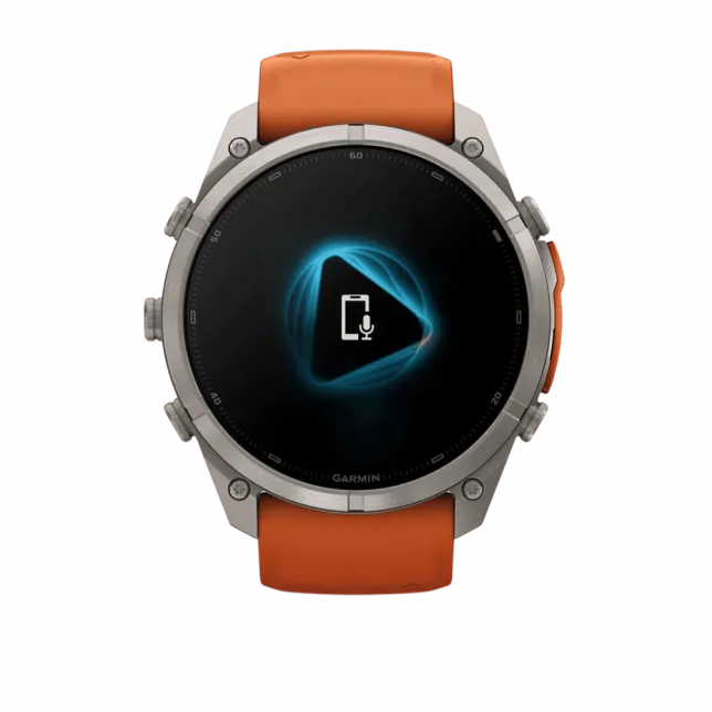 Смарт-годинник Garmin Fenix 9 Pro - inReach, 51мм Titanium з Autumn Orange/Spark Orange помаранчевим силіконовим ремінцем