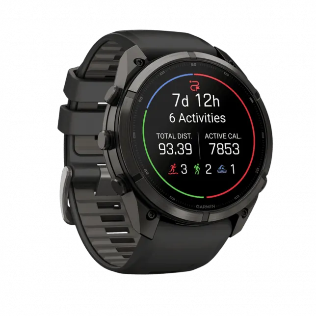 Смарт-годинник Garmin Fenix 9 Pro 51мм, Carbon Gray DLC Titanium з Black/Pebble Grey чорним/темно-сірим силіконовим ремінцем