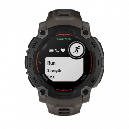 Смарт-годинник Garmin Instinct E 45 мм Black чорний з Charcoal коричневим силіконовим ремінцем
