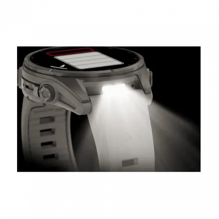 Смарт-годинник Garmin Fenix 9 43мм, Titanium з Fog Gray сірим силіконовим ремінцем