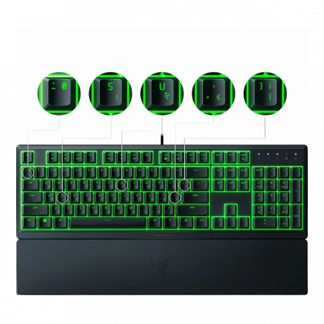 Клавіатура мембранна Razer Ornata V3 X 104key, USB-A, EN/UK, RGB, чорний