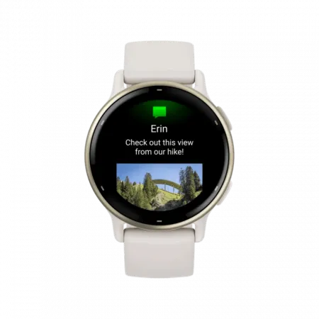 Смарт-годинник Garmin Vivoactive 5 Cream Gold Aluminum Bezel з корпусом кольору слонова кістка Ivory та силіконовим ремінцем