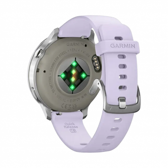Смарт-годинник Garmin Venu 4 41 мм Silver з Periwinkle бузковим силіконовим ремінцем