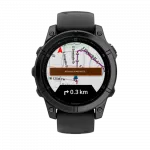 Смарт-годинник Garmin Fenix E 47мм, AMOLED Slate Gray Steel з чорним силіконовим ремінцем