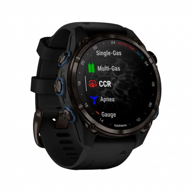 Смарт-годинник Garmin Descent Mk3i 43 мм Carbon Grey DLC Titanium з чорним силіконовим ремінцем