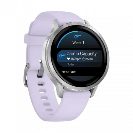 Смарт-годинник Garmin Venu 4 41 мм Silver з Periwinkle бузковим силіконовим ремінцем