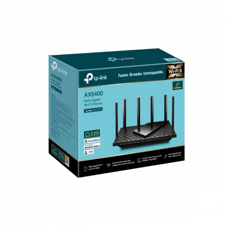 Маршрутизатор TP-LINK ARCHER AX72 PRO AX5400, 3xGE LAN, 1x2.5GE WAN/LAN, 1xGE WAN/LAN, 1xUSB 3.0, MESH