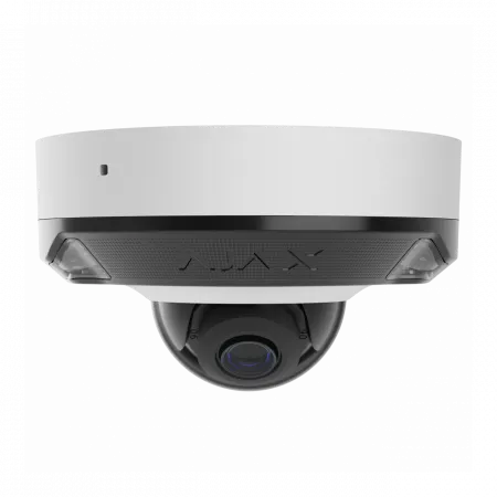 IP-Камера дротова Ajax DomeCam Mini HL white, 5мп, 4мм, гібридне підсвічування IR 15м, білий Led 15м, Poe, True WDR, IP 65, ІЧ 15м, аудіо, кут огляду 75° до 85°, міні купольна, біла