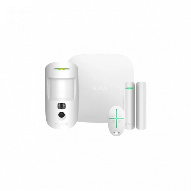 Комплект охоронної сигналізації Ajax HDR StarterKit Cam Plus, hub 2 plus, motioncam HDR, doorprotect, spacecontrol, jeweller, бездротовий, білий